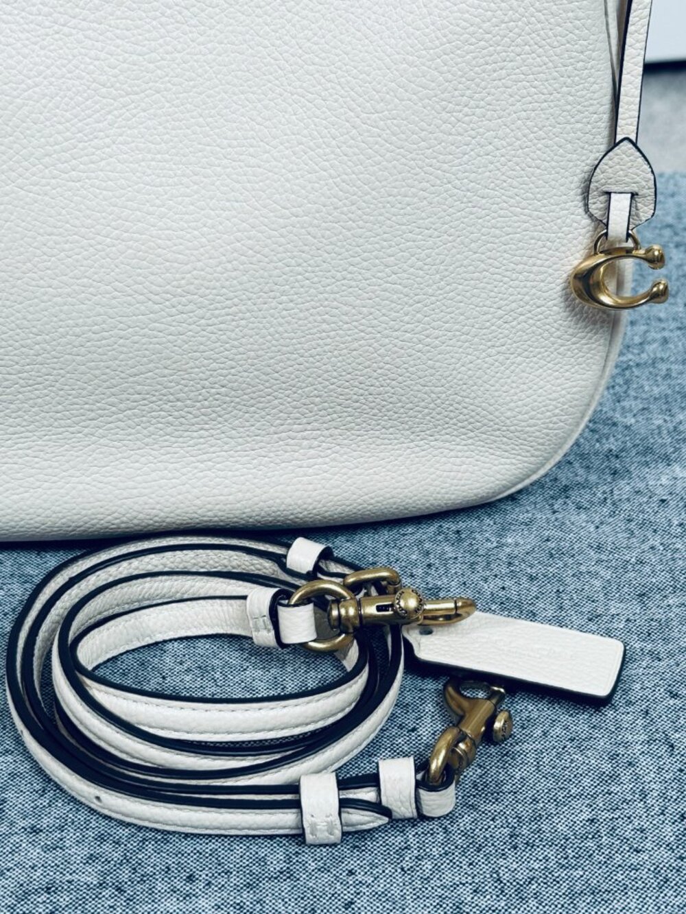 NWOT COACH Sutton Handbag/Crossbody in Chalk Polished Pebble Leather - Picture 9 of 14